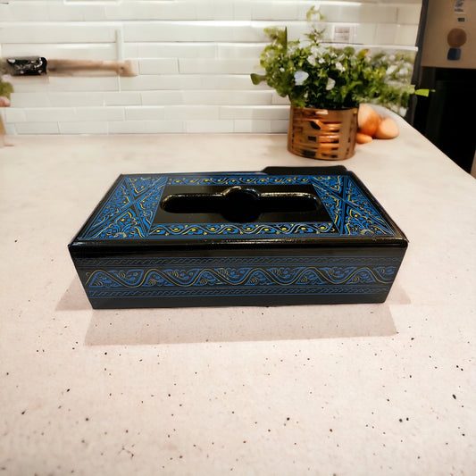 Blue Naksheen art wooden tissue box